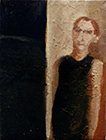 Untitled (Figur und Landschaft), 1989, tempera on cotton, 24x18cm