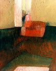 Rotes Sofa, Figur, 1994, Eitempera auf Leinwand, 20x30cm