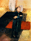 o.T. (Figur mit verschränkten Armen), 1992, Eitempera auf Leinwand, 24x18cm
