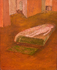 Roter Raum Liegender, 1998, tempera on canvas, 30x25cm