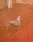 Roter Raum Tisch Sitzende, 1997, Eitempera auf Leinwand, 30x25cm