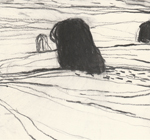 o.T., 2023, Kohle auf Papier, 18,7x20cm